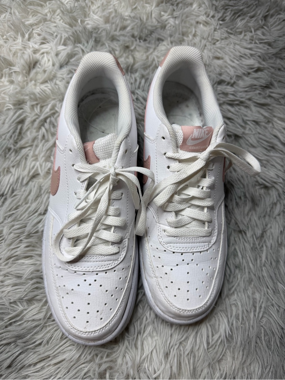Nike Court Vision Low Top Sneakers White Pink Oxford Shows Women’s Size 11 - Picture 3 of 6